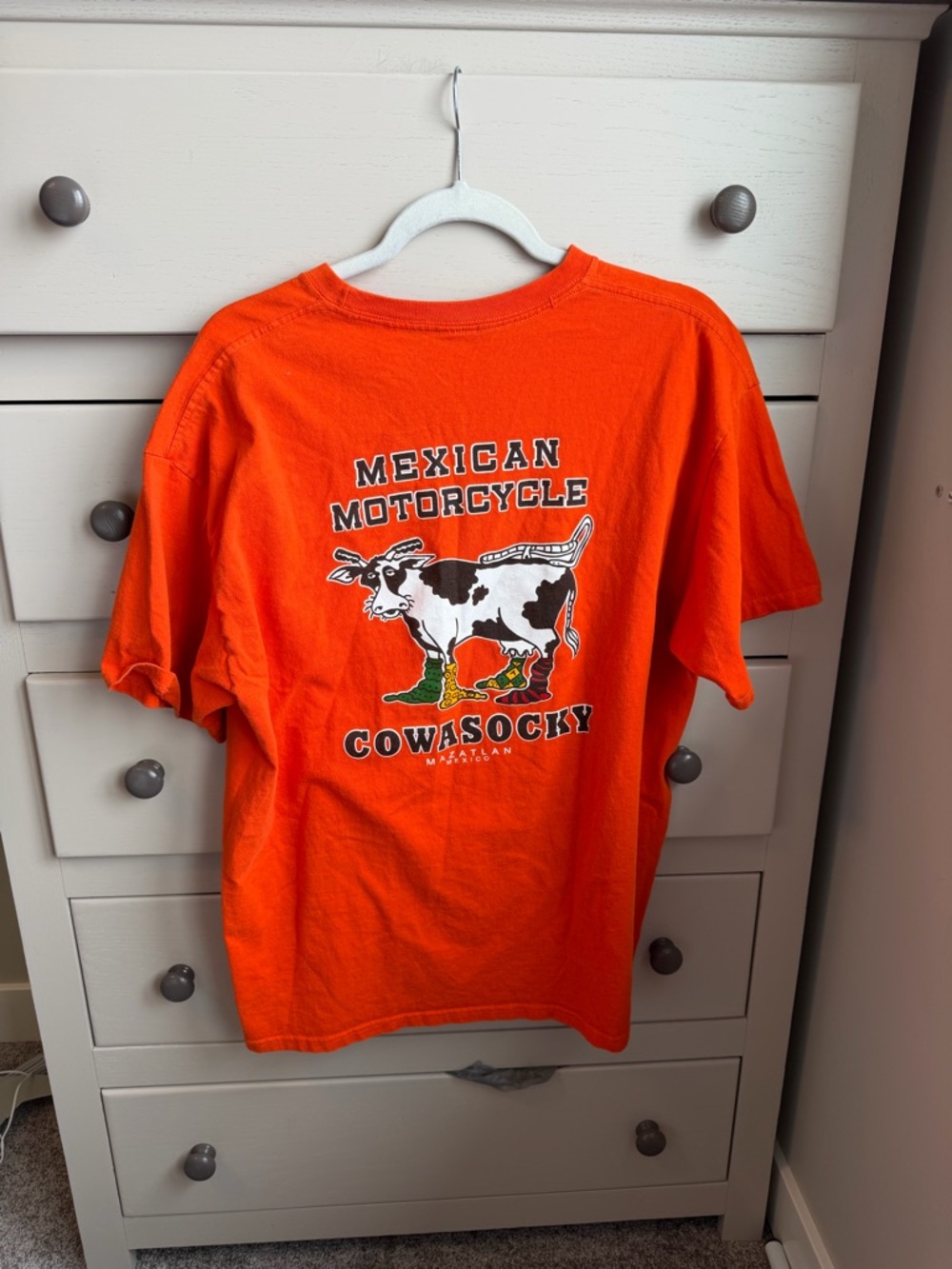 Vintage Tourist Mexican Motorcycle Graphic T-Shirt - Orange - Picture 3 of 4